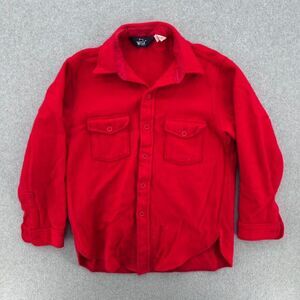 Vintage Woolrich Heavy Thick Red Flannel Shirt Buttons Down Mens Size Large USA
